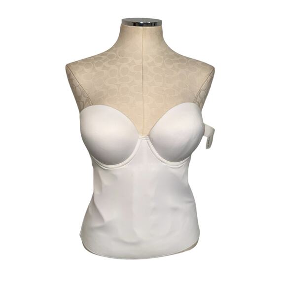 Felina Strapless Seamless Lightweight Bustier Bra in White Size 36D - Picture 3 of 12